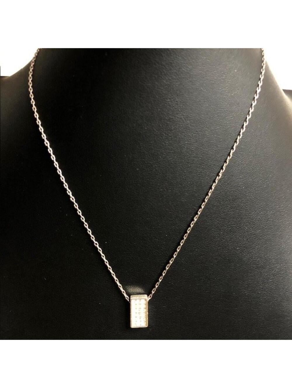 B0998 Brighton Pavé Bar Pendant Necklace Adjustable 16-18" Silver Tone Clear *